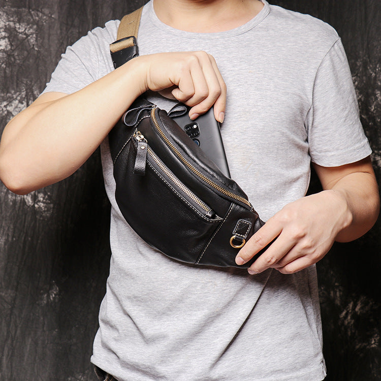 Sac de poitrine homme multifonctionnel de couleur unie