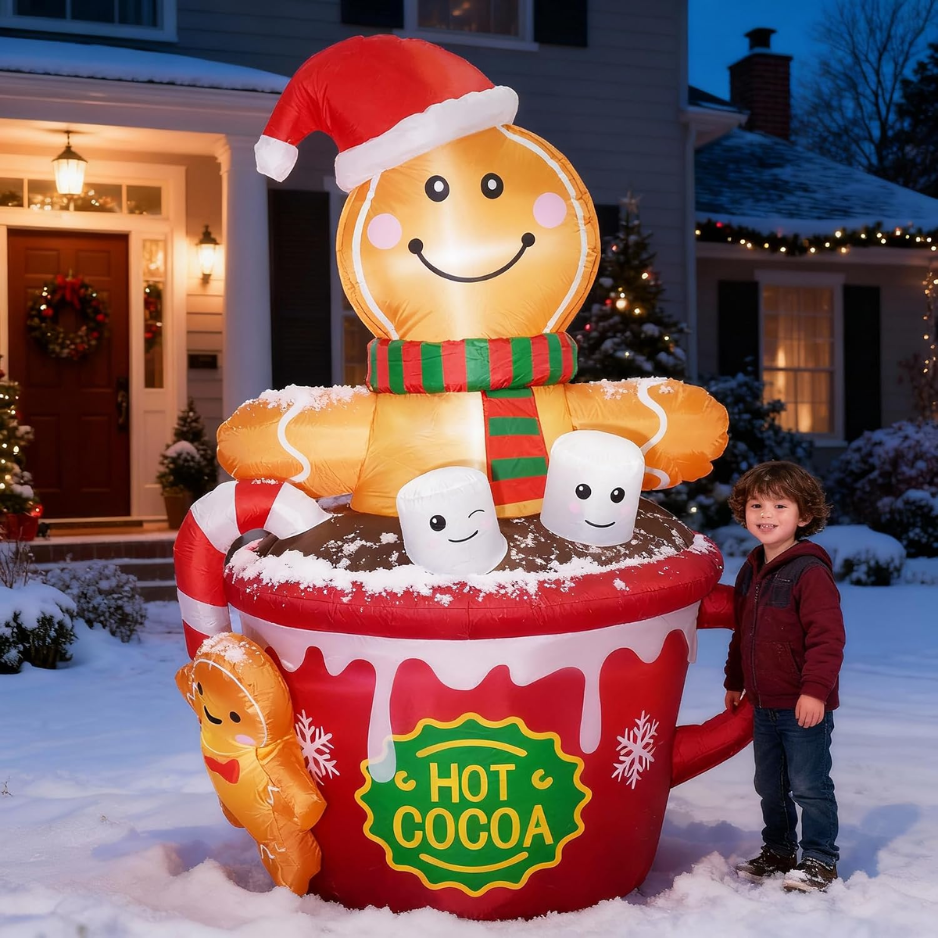 6 FT Gonflables de Noël Décorations extérieures