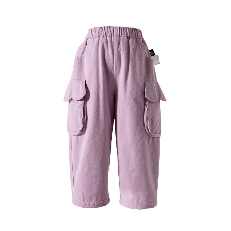 Pantalons de travail pour enfants à deux manches en polaire