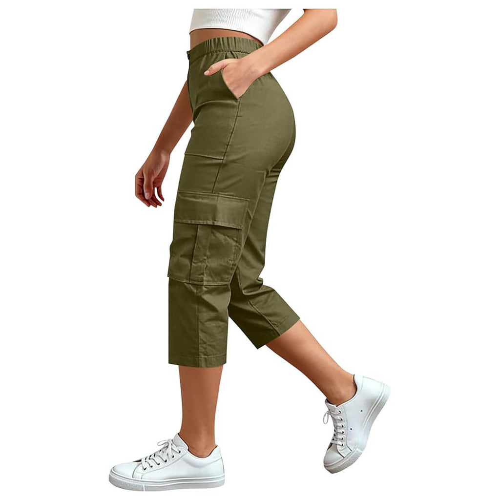 Pantalon de Capri pour les voyages occasionnel à haute hauteur, en forme de fret droit