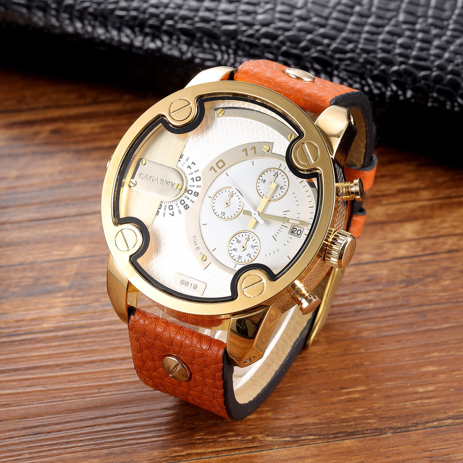 Grande Cadran Montres Quartz Calendrier Ceinture Style Montres Wrist Homme
