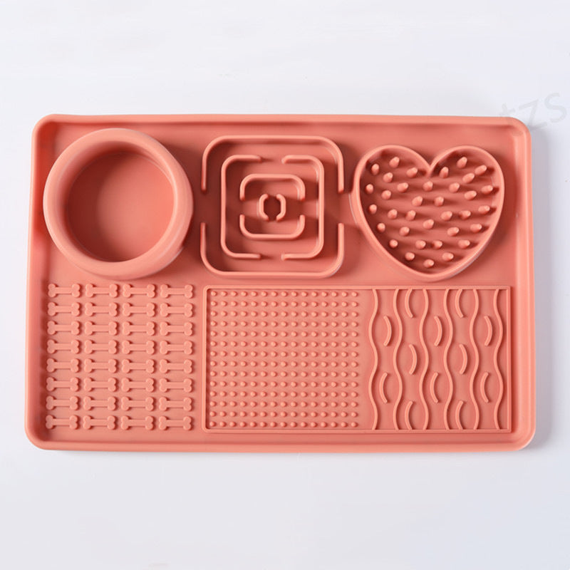 Bol d'alimentation multifonctionnel pour animaux de compagnie en silicone couleur solide