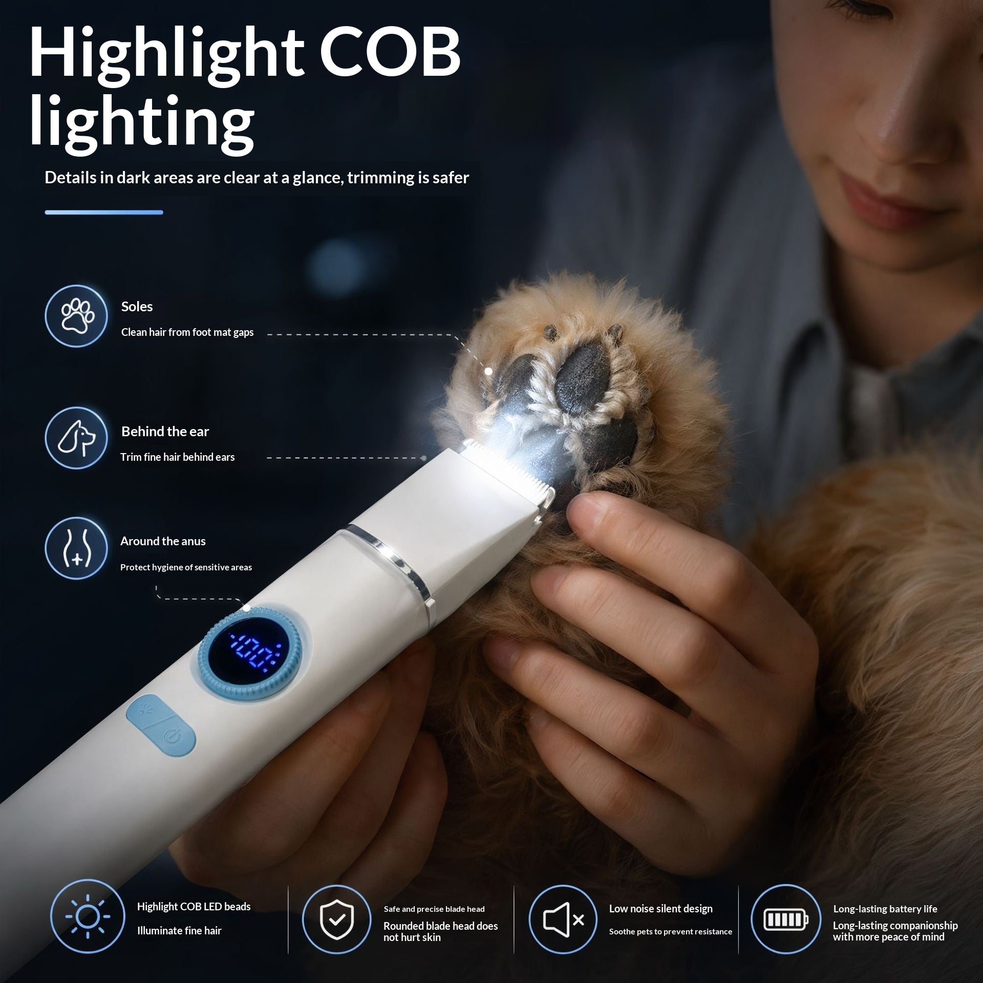 Clipper électrique pour animaux de compagnie avec affichage numérique