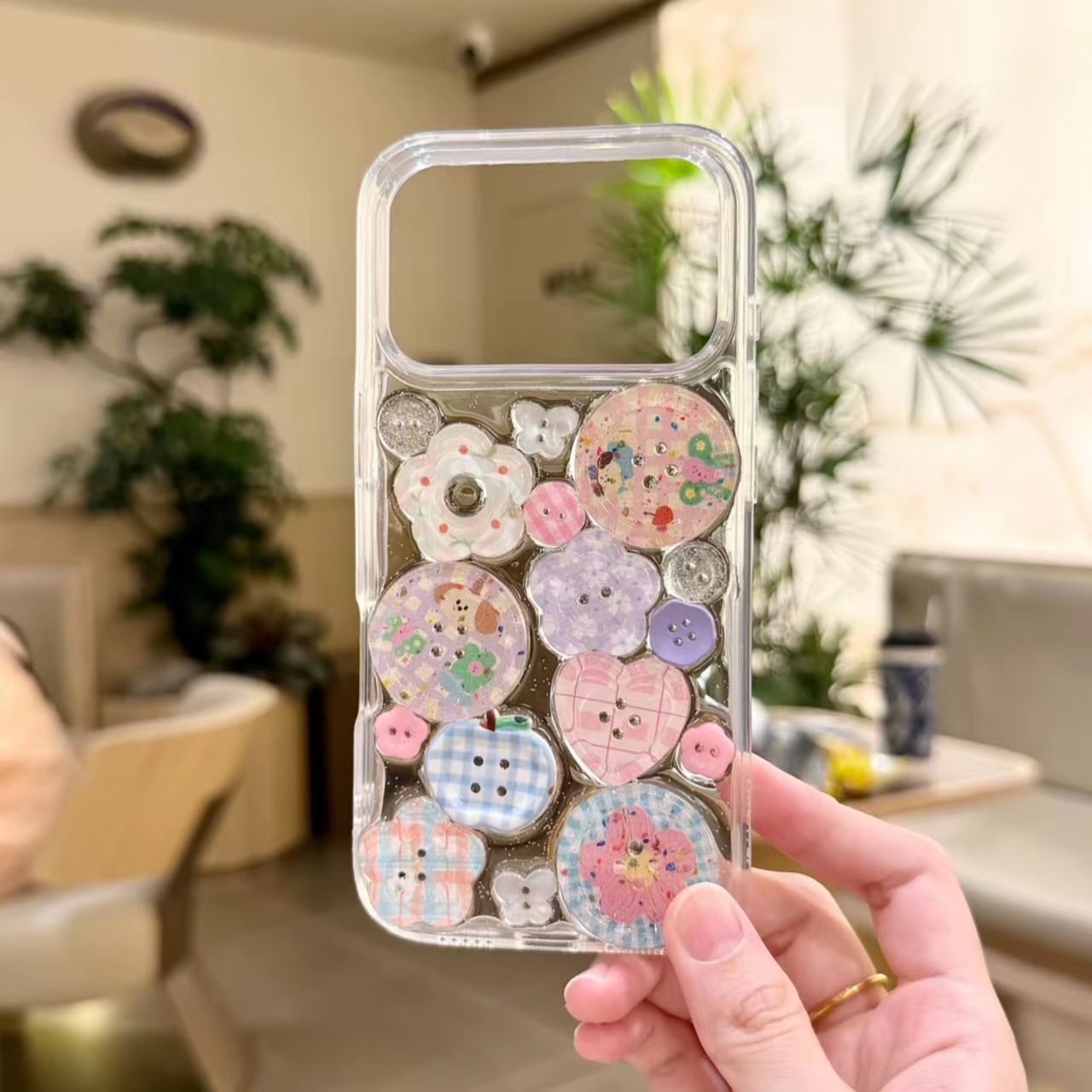 Étui 3D Epoxy Flower Bouton Téléphone