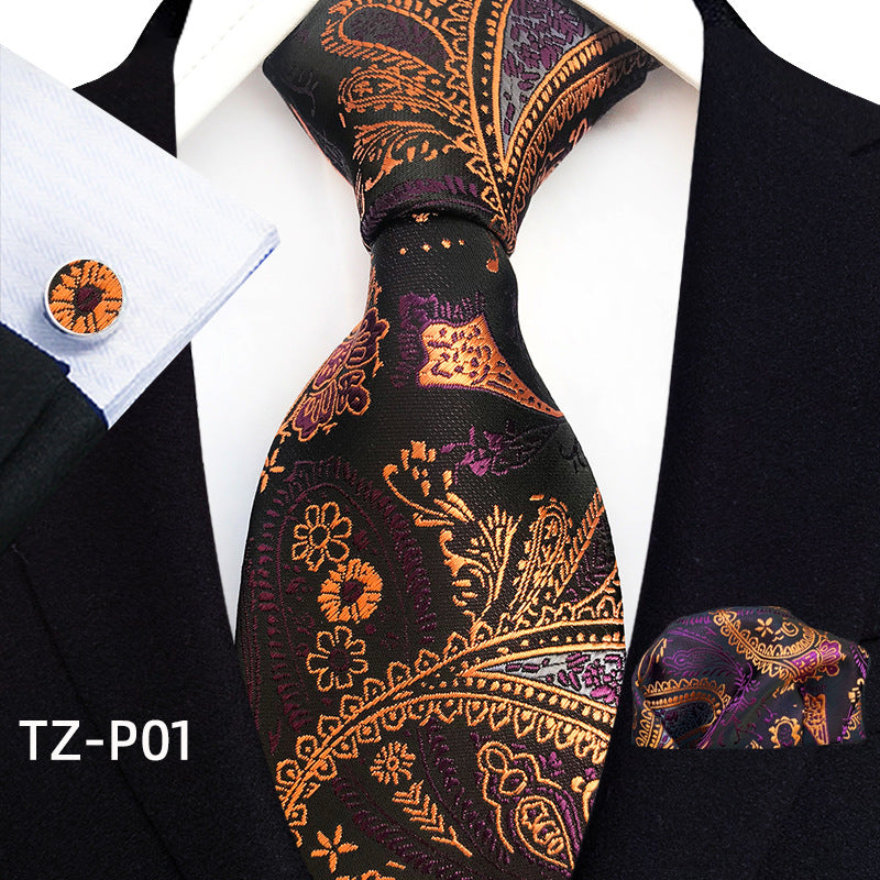 Mens Plaid formal Tie Pocket Square et Cufflinks Ensemble de trois pièces