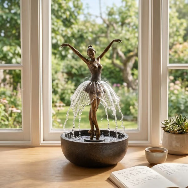 Ornement de fontaine de résine synthétique Ballerina