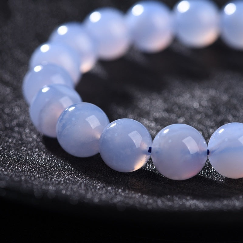 Bracelet d'agate 7A-grade naturel bleu-veiné