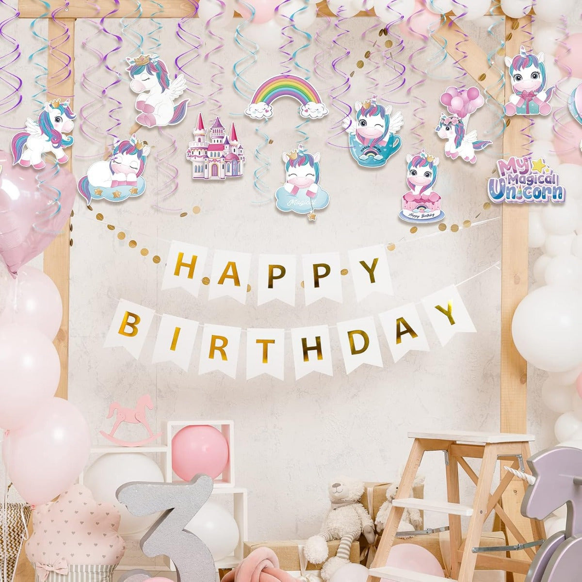 Décorations de soirée et accessoires — Licorne 30 piece Suspendue LANMOK Rainbow Licorne Spi
