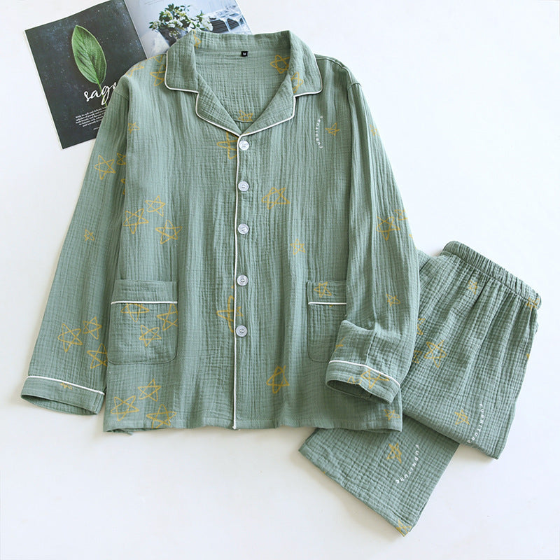 Crêpe de coton pour hommes Double couche Gauze Pajamas