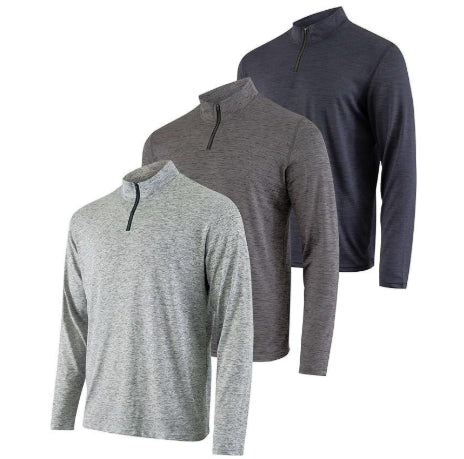 Manches longues pour hommes Stretchy Respirant Quick-Drying Casual Half-Zip Top