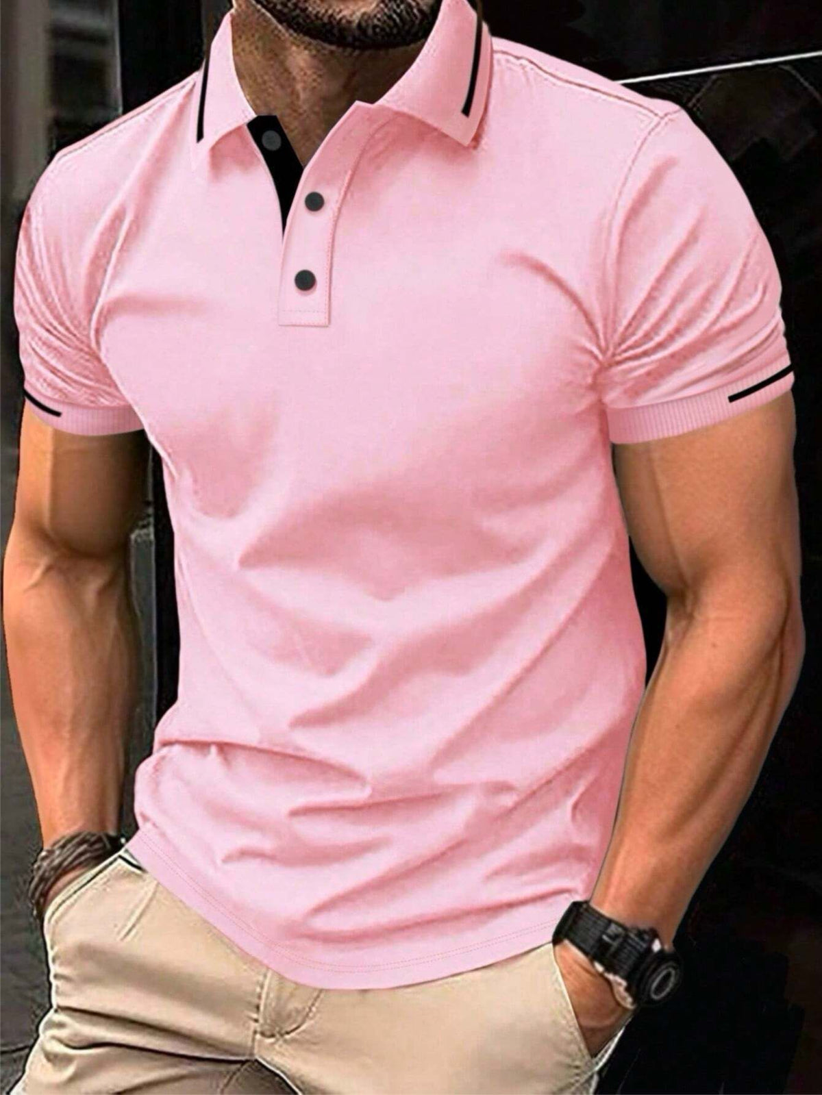 Men's Casual Button-Down Lapel Neck T-Shirt