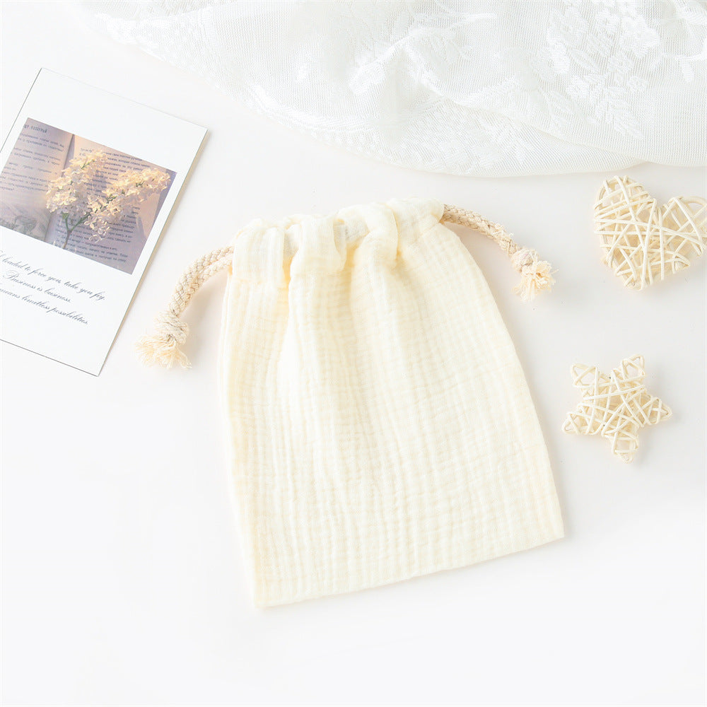 Double couche Drawstring Pocket Cotton Imprimé Crêpe Bib Sac de suspension