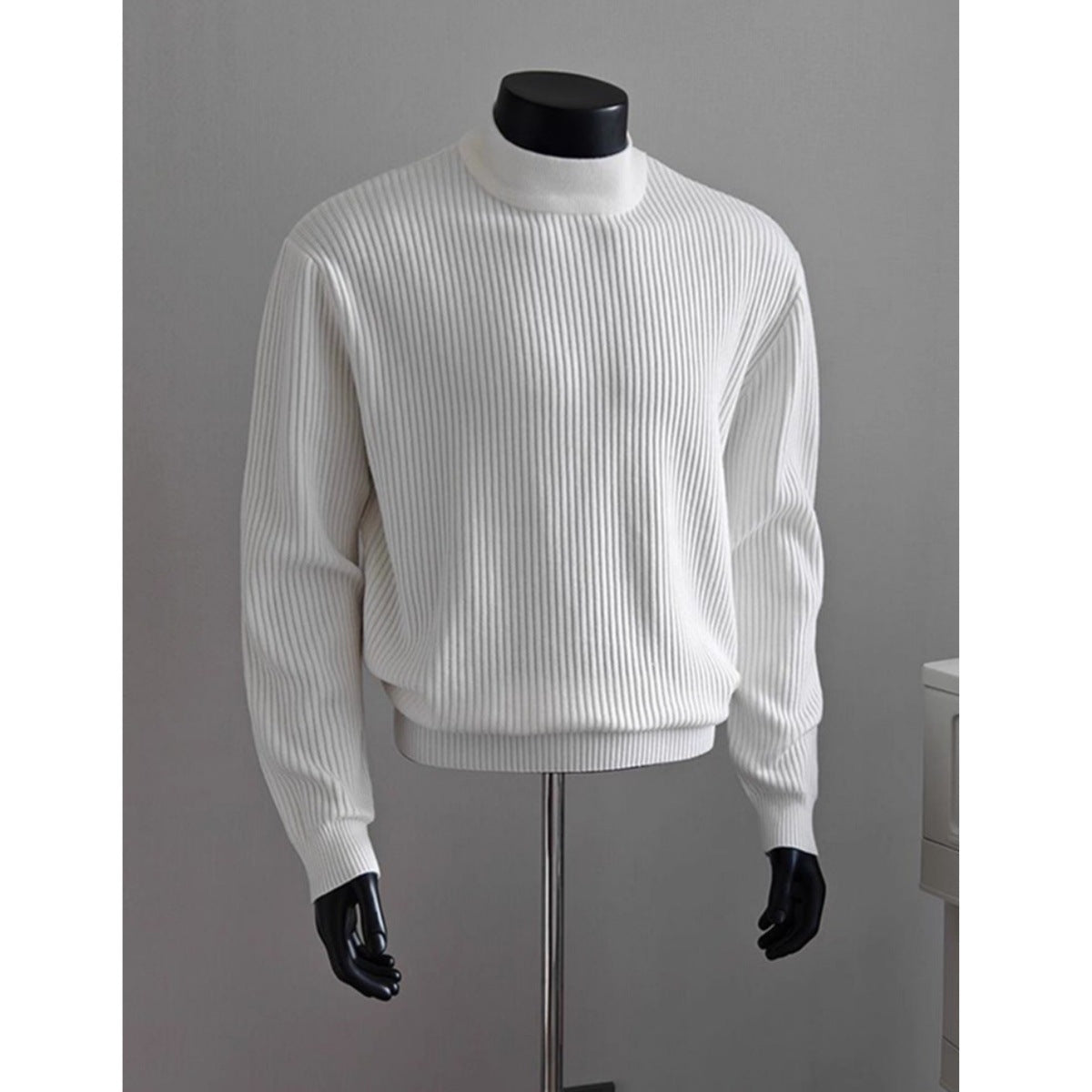 Hommes Chandail à col roulé à col roulé blanc
