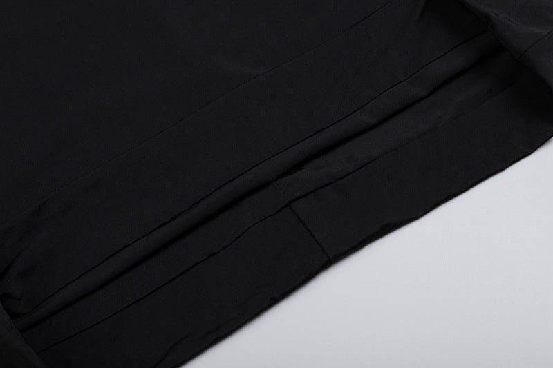 Sexy Backless Noir manches longues Hollow Flower Tassel Robe de décoration