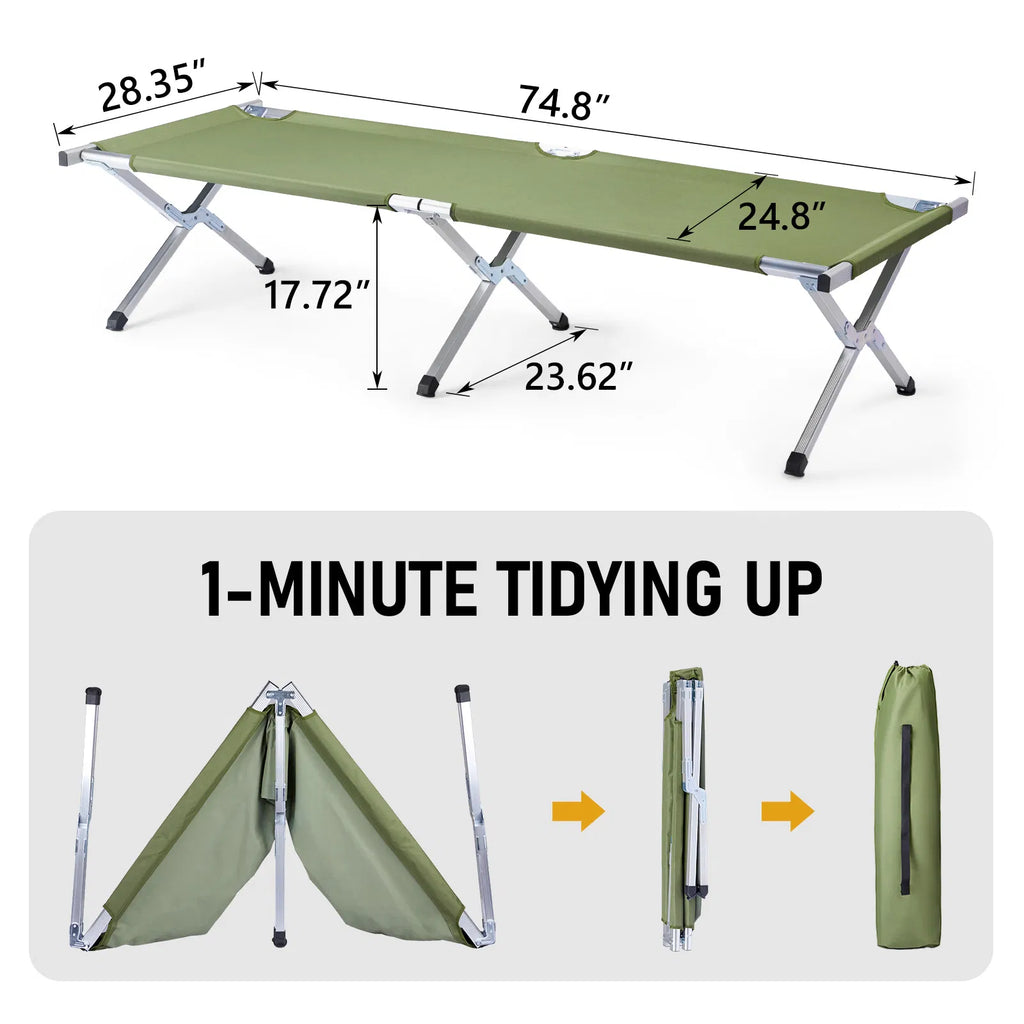 [Ancien code : 27860141]RHB-03A Lit de camping pliable portable avec sac de transport Army Green