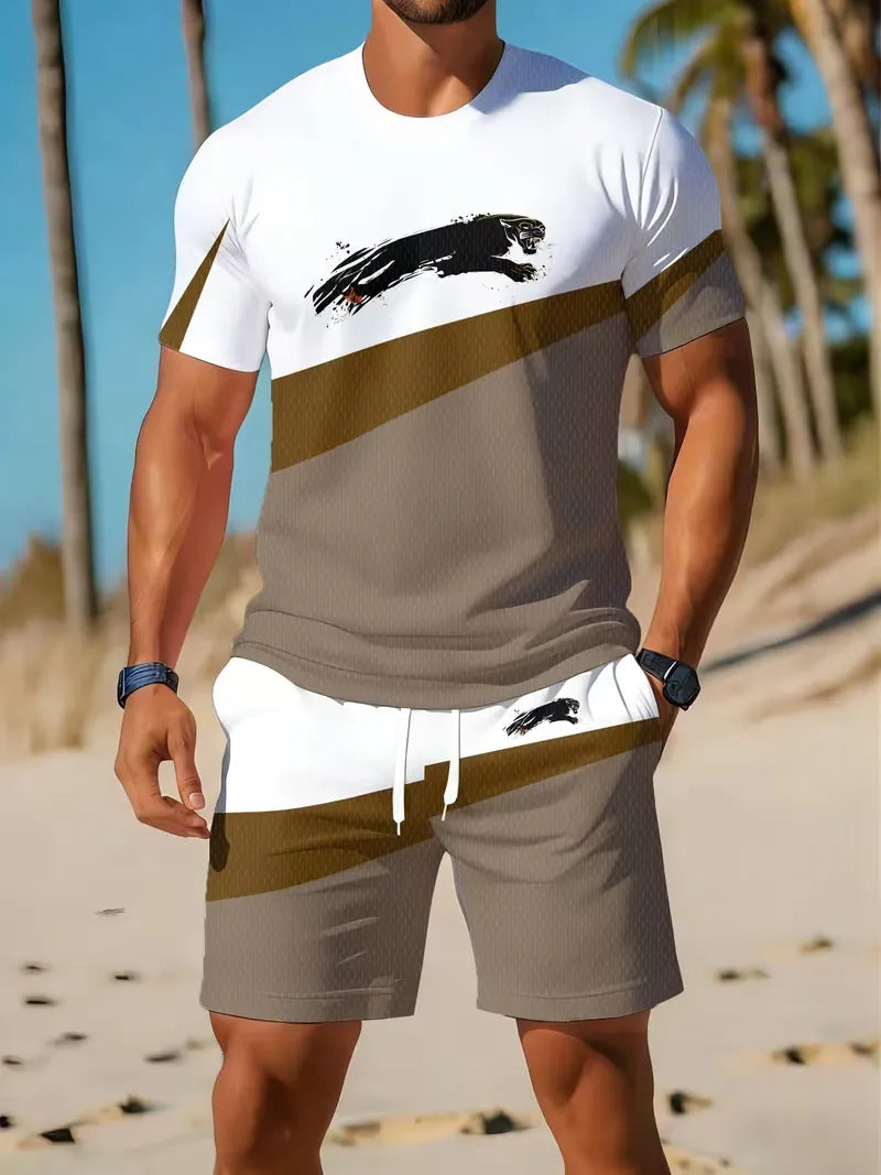 Ensemble de vêtements de sport occasionnels pour hommes avec T-shirts à col rond