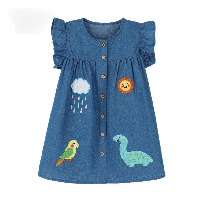 Embroidered denim dress for children