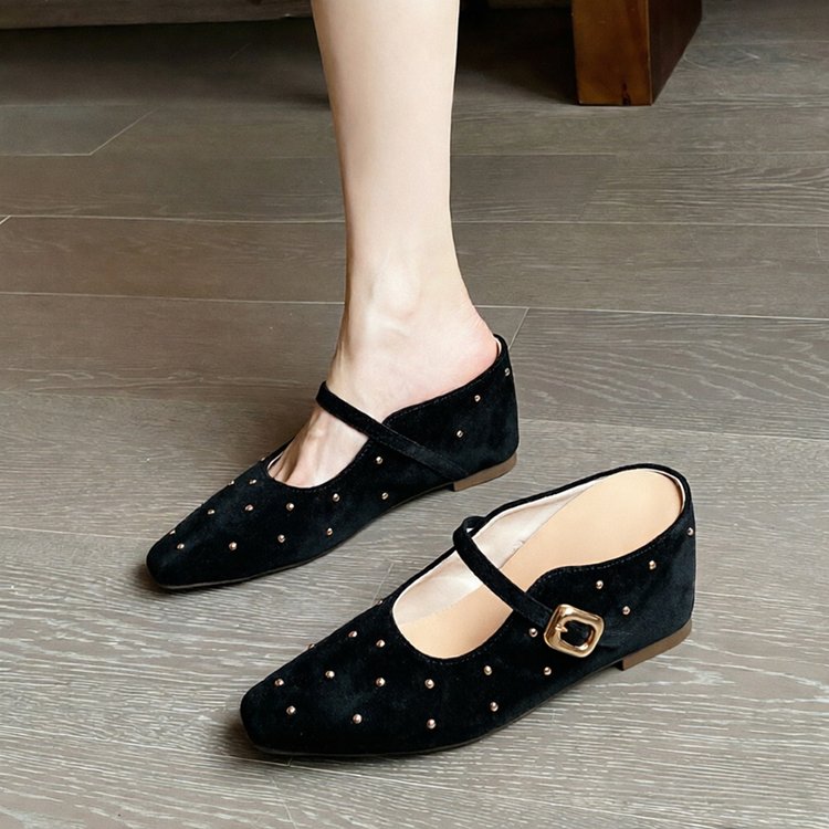 Retro Baotou demi-chaussures Léger Soft Bottom Petit style parfumé One Line Buckle Sl