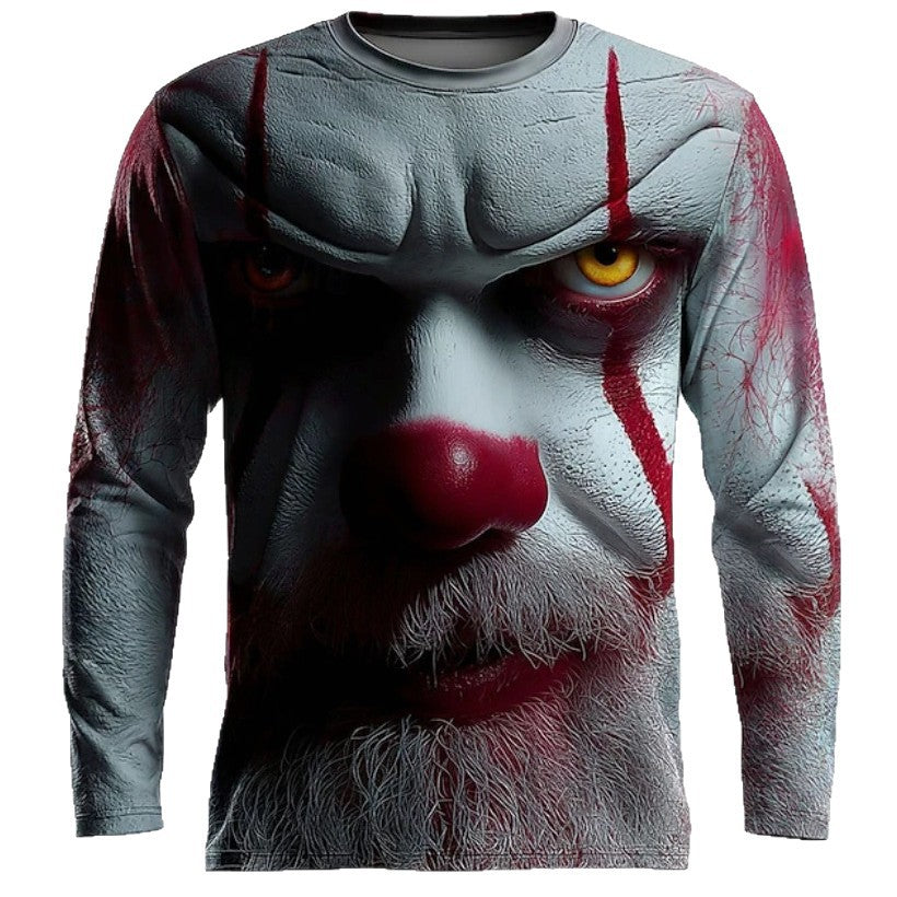 T-shirt imprimé homme manches longues avec un cou d'équipage