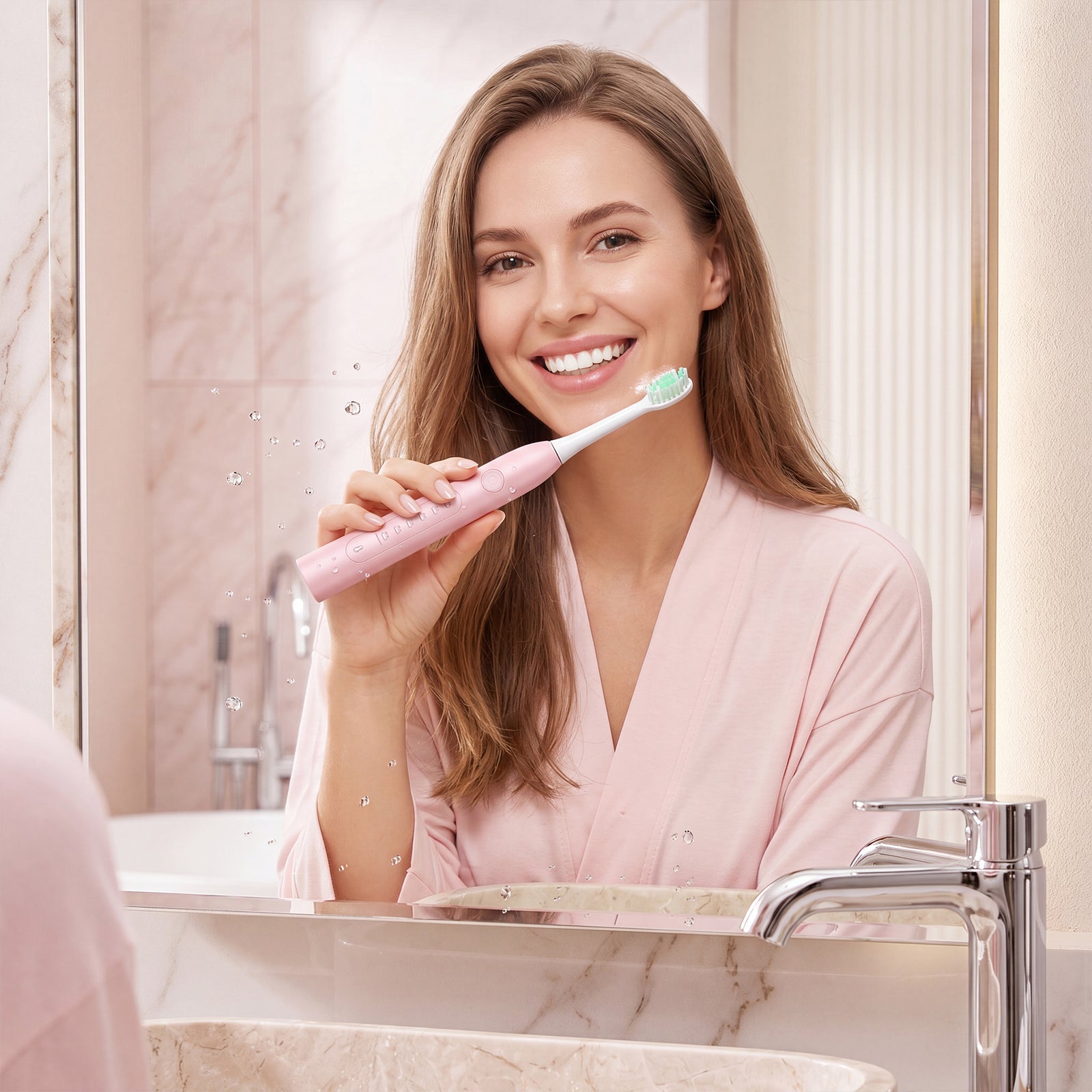 CH-926 Brosse à dents électrique blanche avec 2 têtes de brosse