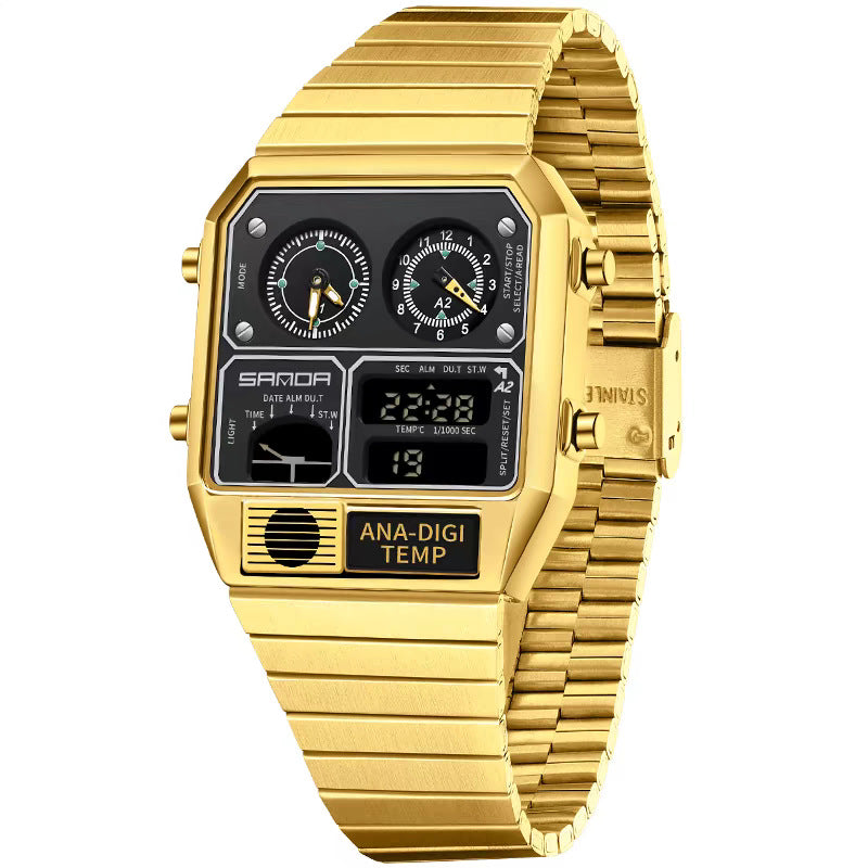 Multifonctionnel Retro Square Montre homme imperméable avec mesure de température