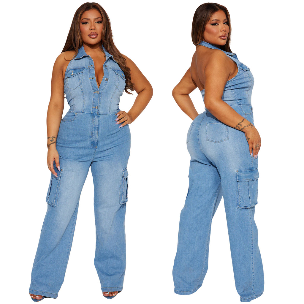 Maillot de saut en denim pour femmes