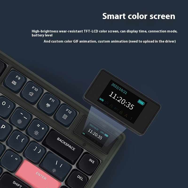 Ajazz AK832PRO écran couleur filé Bluetooth 24 3 modes porte-clés mécanique