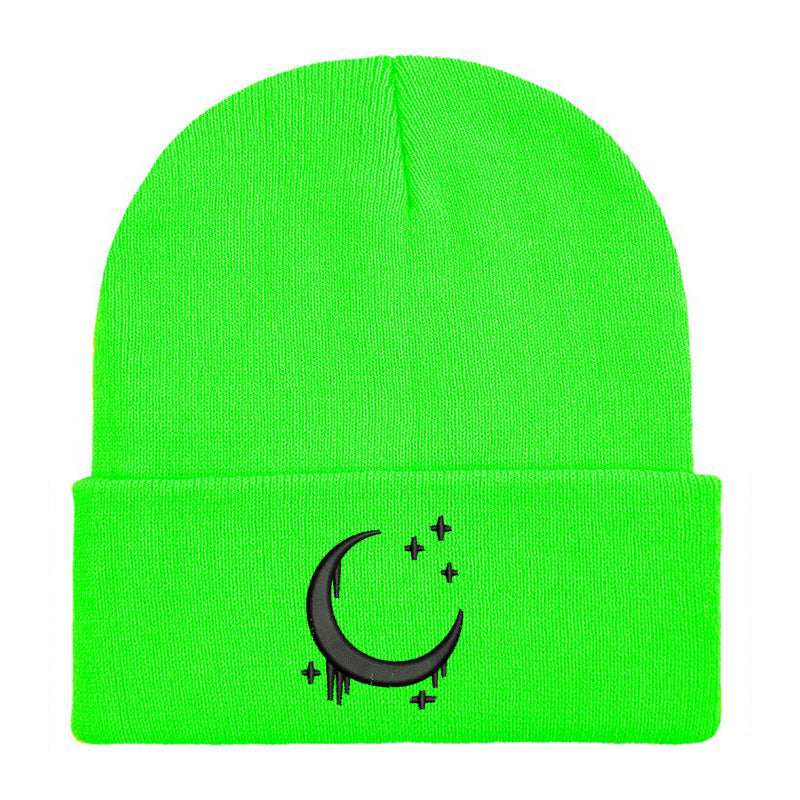 Chapeau en tricot brodé Amazon avec lune et étoiles Design AutomneHiver Chapeau en laine