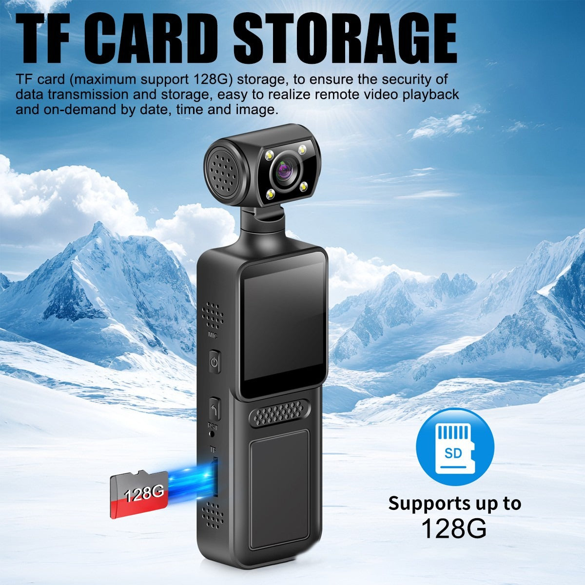 HD 4K Pocket Action Camera Rotation WiFi Vlog Caméscope Sports portables DV