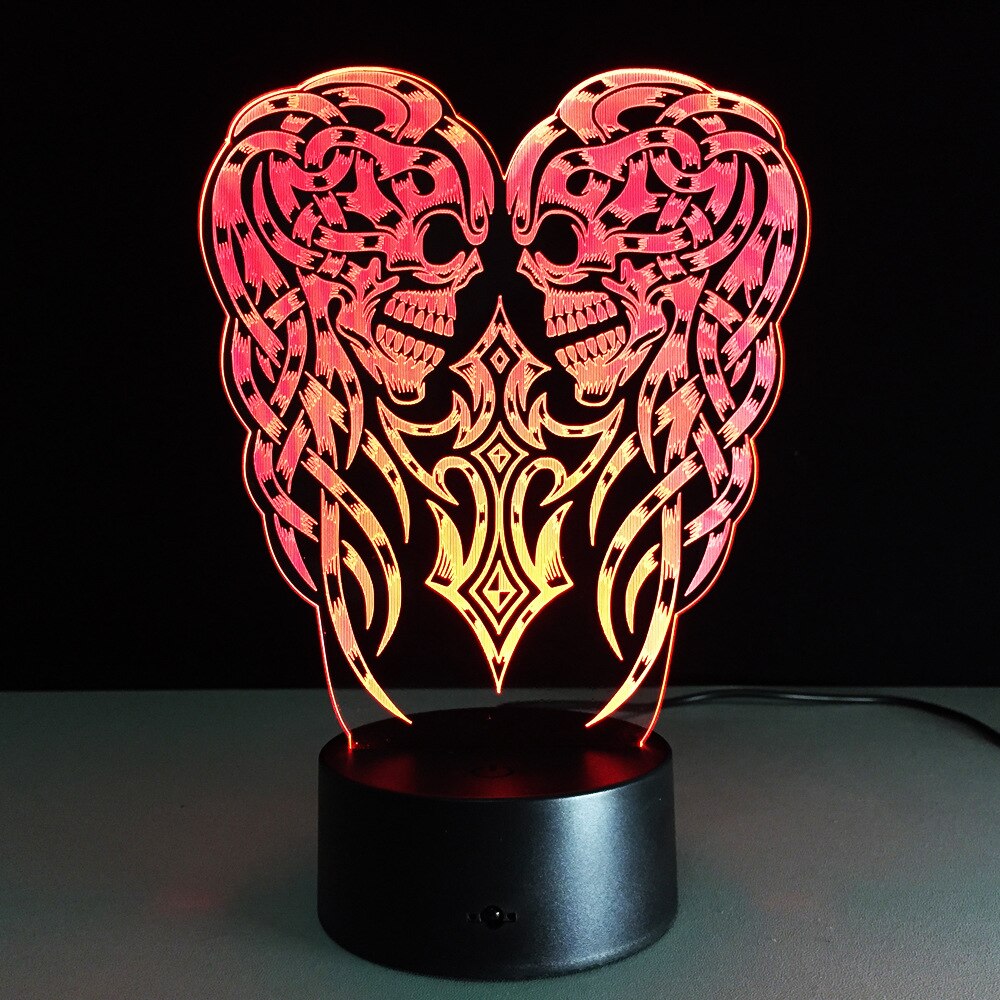 Crâne de fleurs lumière de nuit 3D