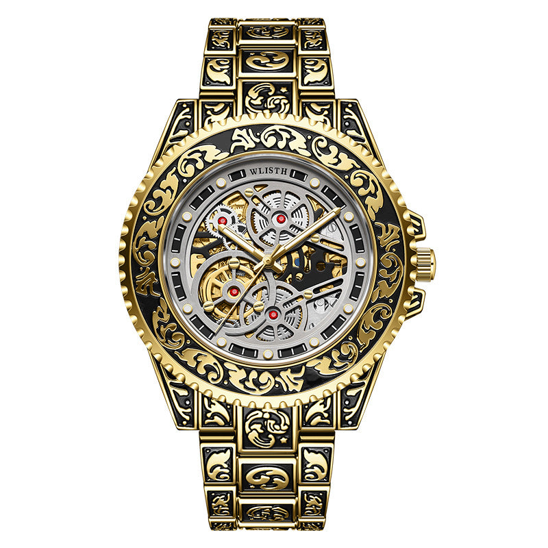 Élégant homme lumineux montre mécanique entièrement automatique Une montre vintage tendance