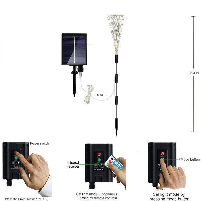 Solar Fireworks Lampe Faites glisser une sortie de pelouse imperméable