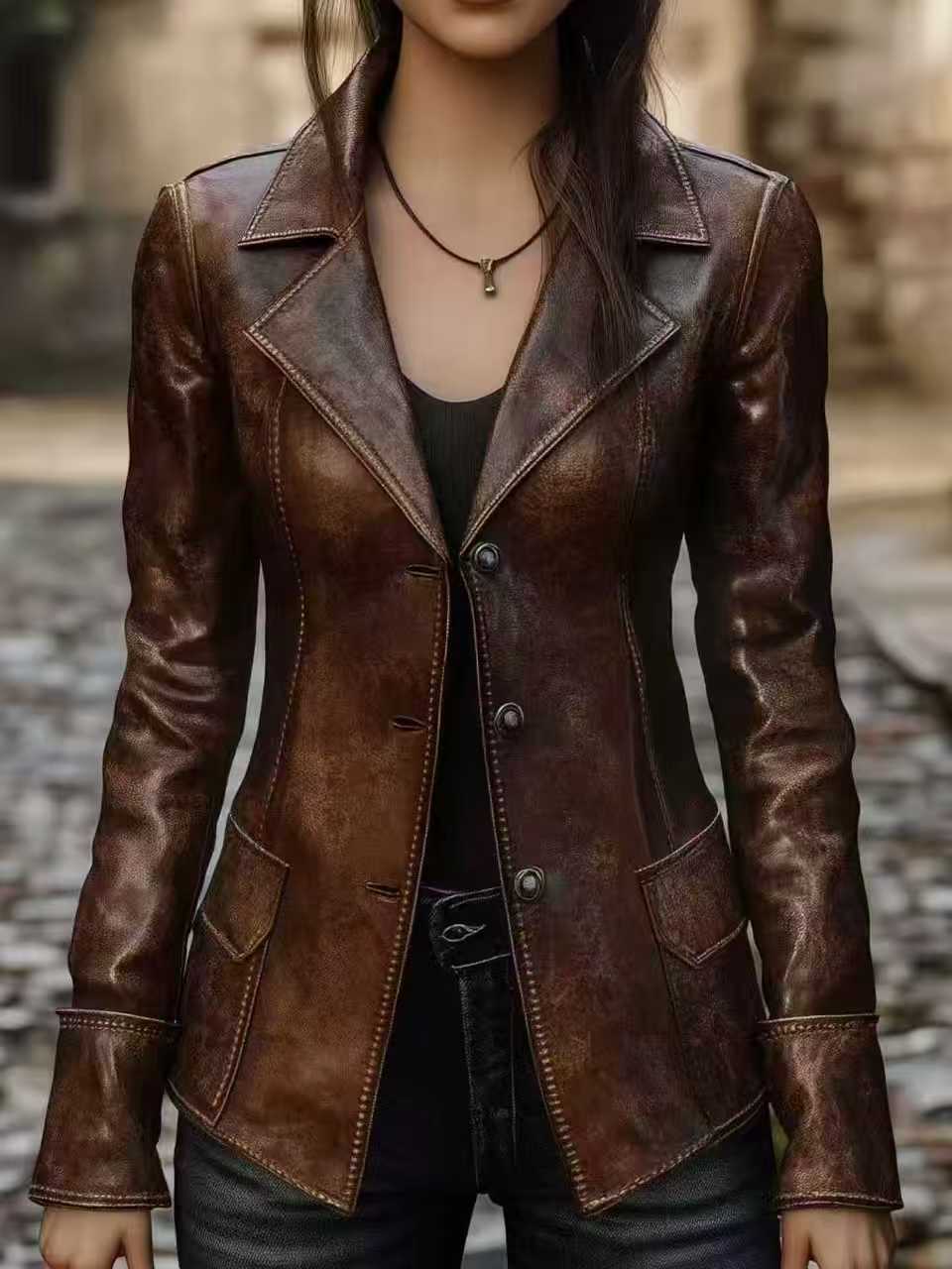 Chapeau de veste en cuir Retro Cool Biker Chic