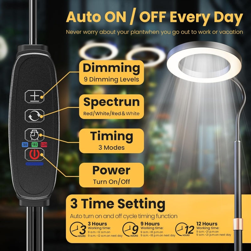 LED Grow lumières pour les plantes d'intérieur Halo anneau plein spectre croissance lampe Veg