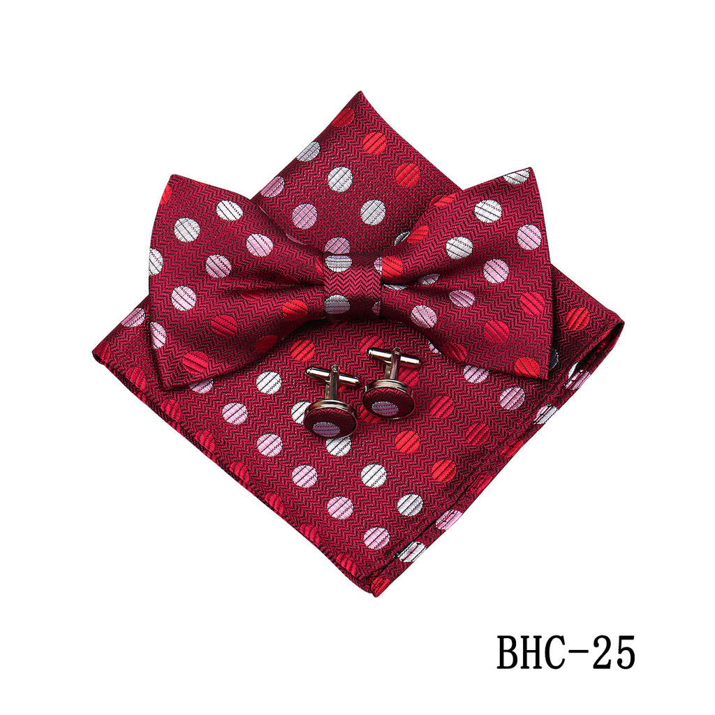 Mens Paisley Bow Tie Pocket Square et Cufflinks
