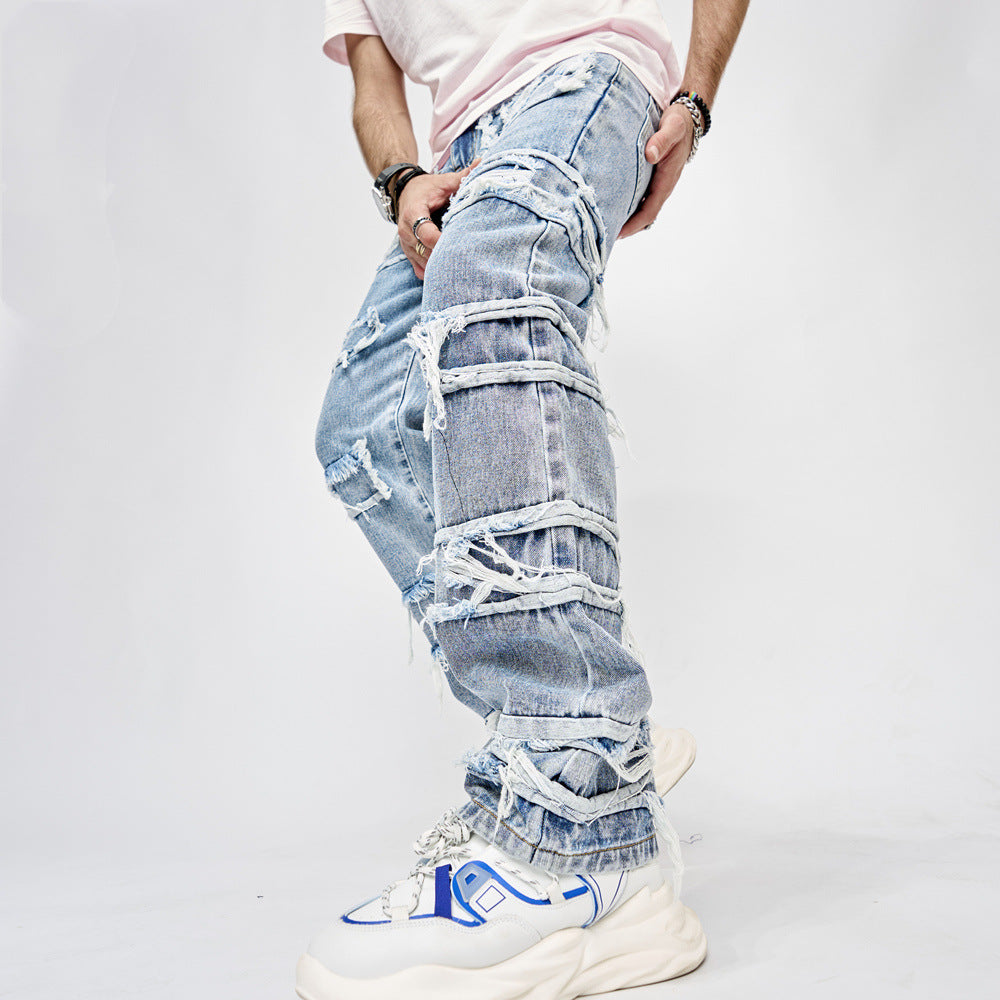 Commerce extérieur Rétro Casual Bionic Denim Homme Mode américaine Loose Pantalons High Street