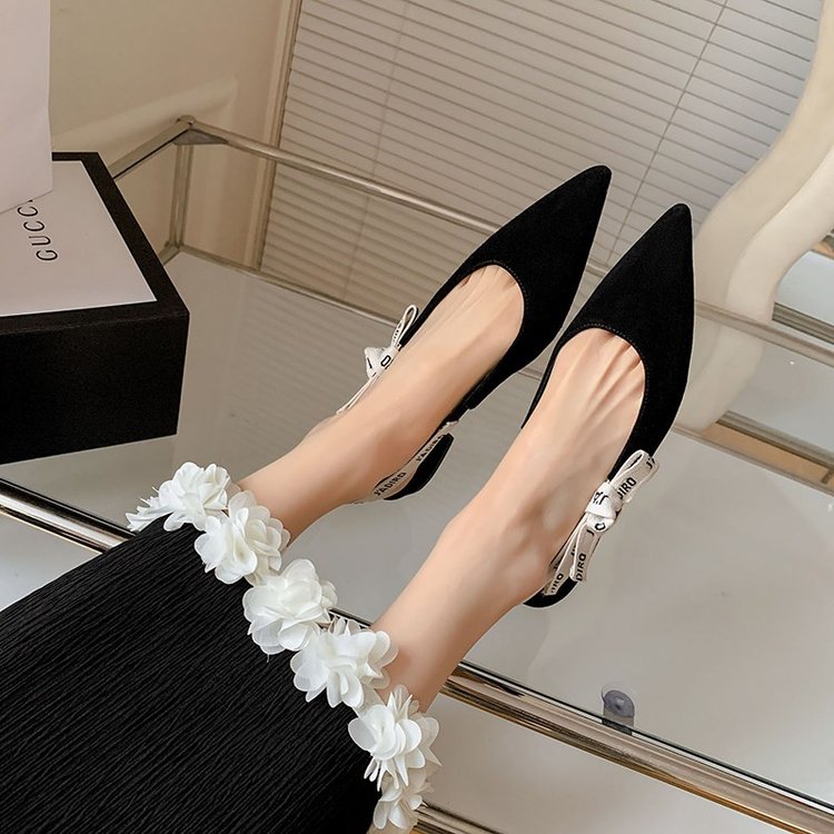 Femmes Cuir véritable orteil fermé Sans dos Sandales plates