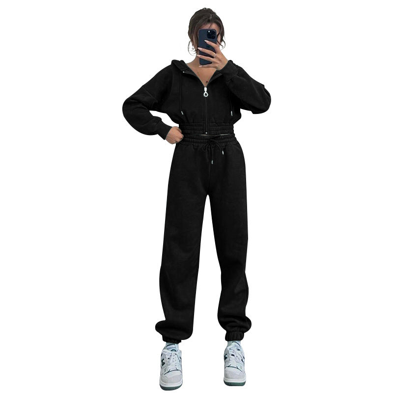 Ensemble de sweat-shirt femme à capuche zippée