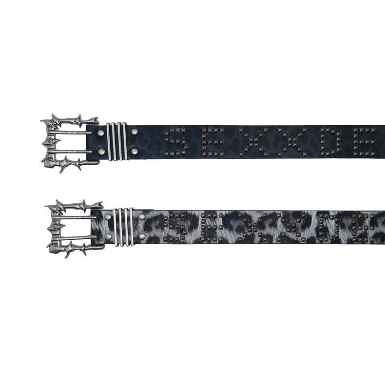 Double Needle Punk Buckle Leather Belt Street