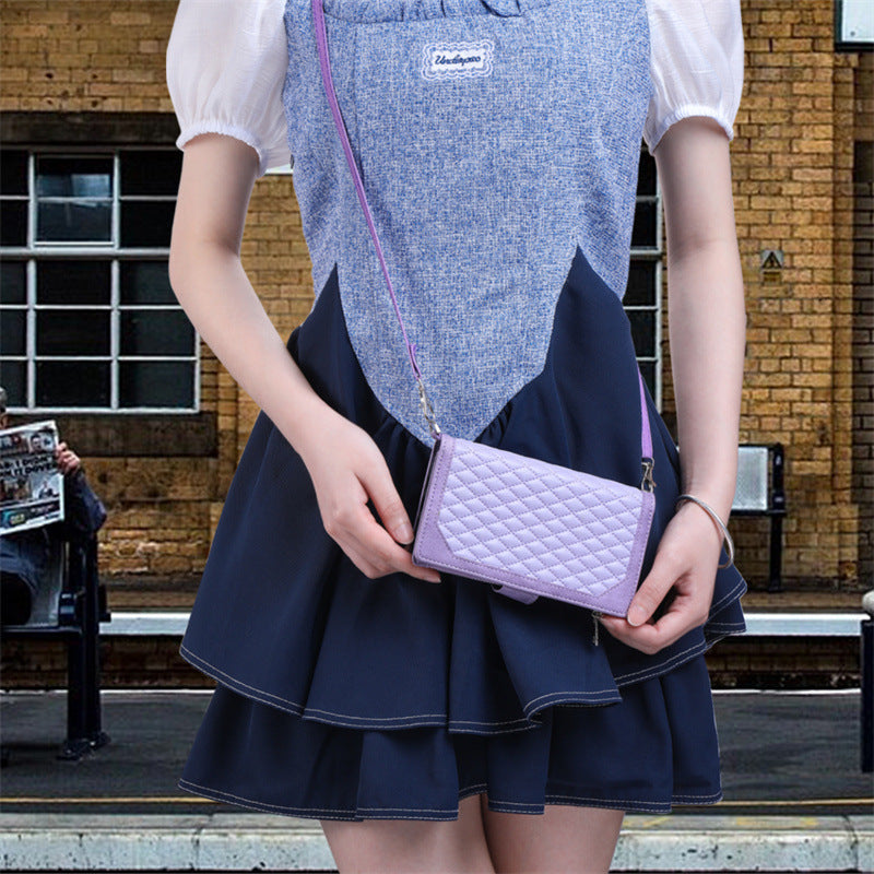 Crossbody Plaid Multi-fonctionnel Zipper Bag Étui de téléphone mobile