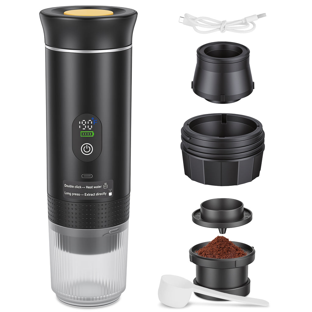 3 En 1 Portable Espresso Machine sans fil journée mère auto-chauffage Cafetière avec 7500mA