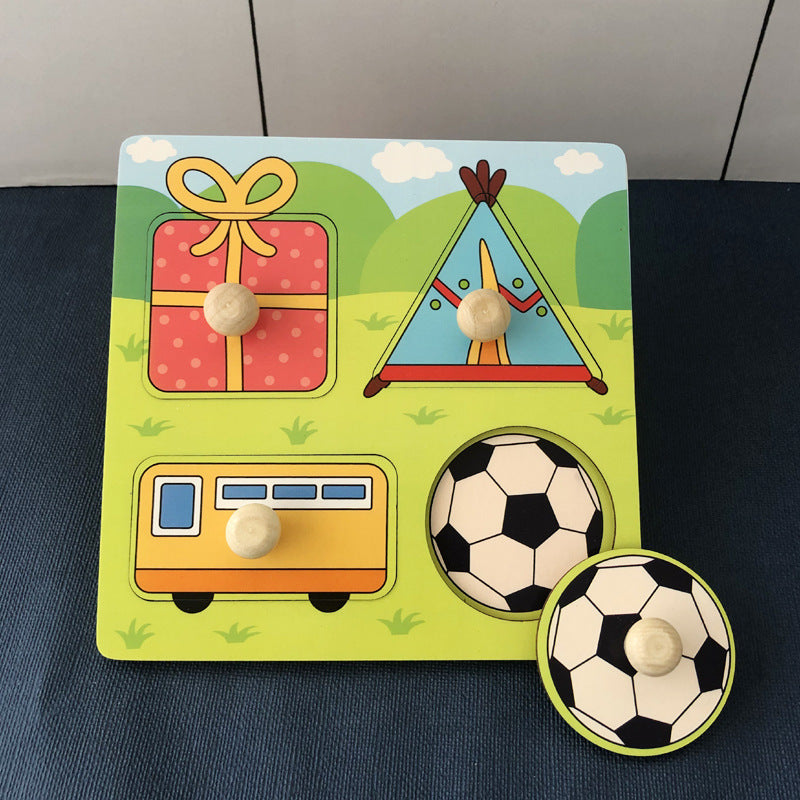 Hand Holding Puzzle Board Enfants Montessori éducation précoce Perception Jouet éducatif