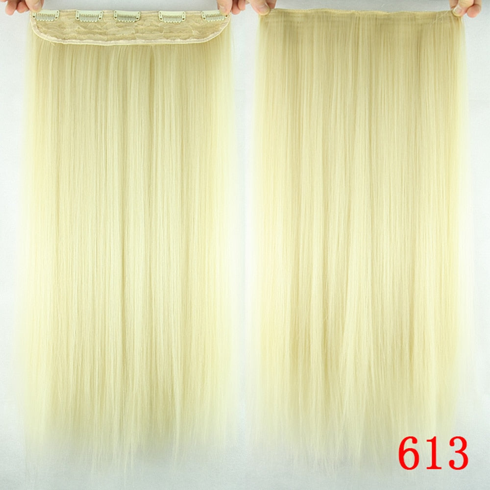 A five-clip faux hair wig piece