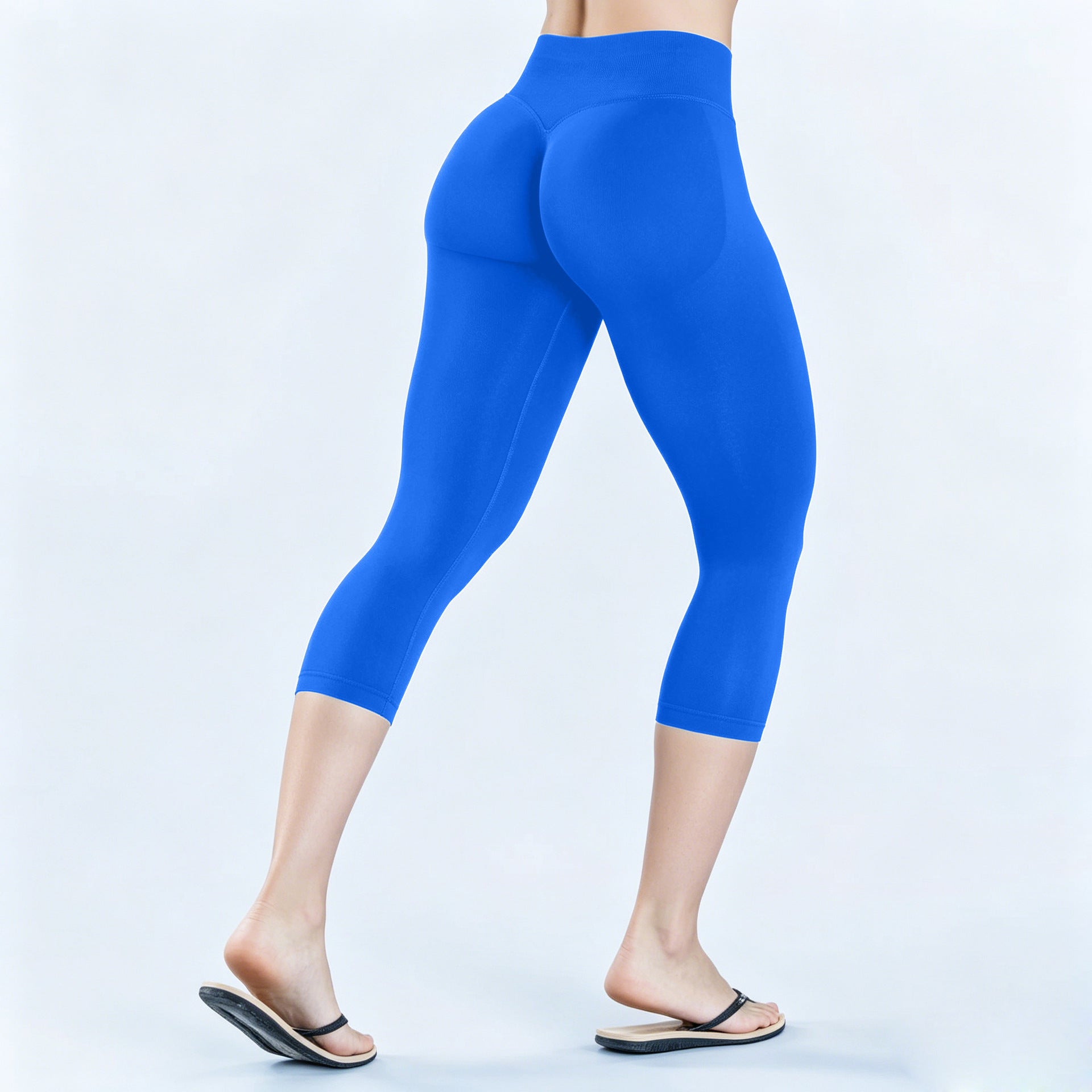 Pantalon croppé à trois pans de la taille Conception plissée pour un effet de lifting des fesses Mer à basse altitude