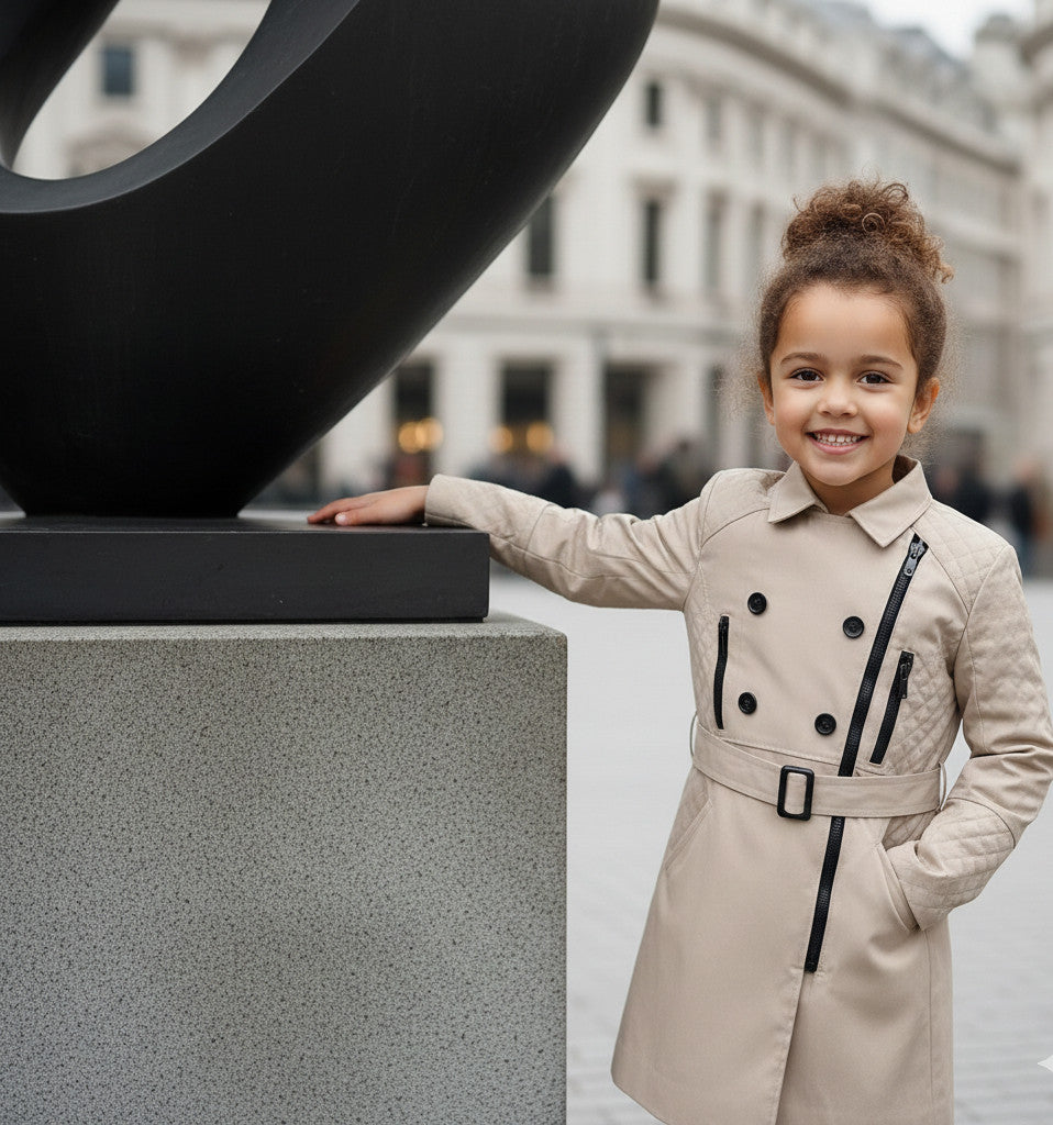 Filles Beige Trench Coat printemps léger coupe vent veste double poitrine 3-12