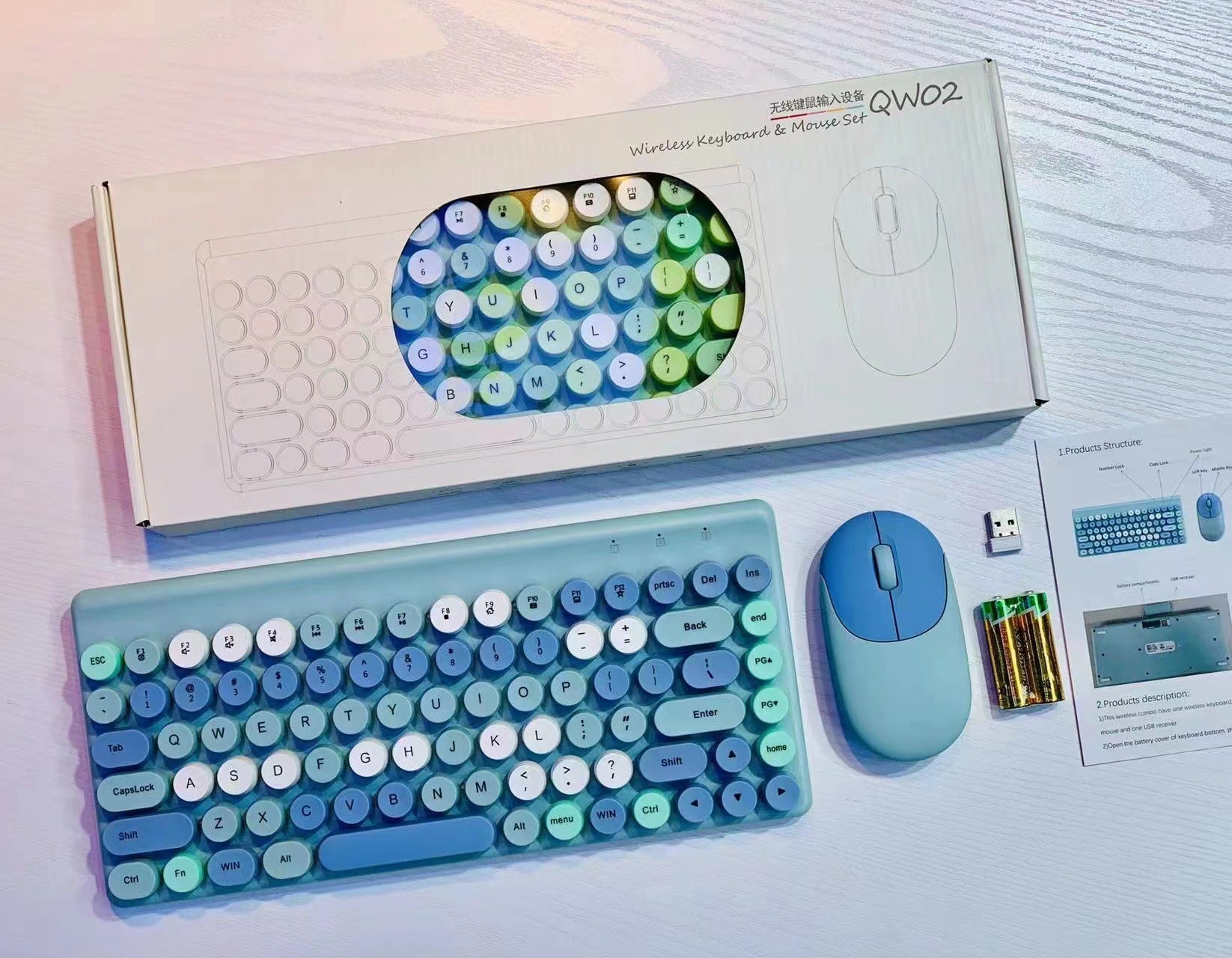 Compact, Mini sans fil portable coloré Retro Polka-Dot Key-Mouse Combo