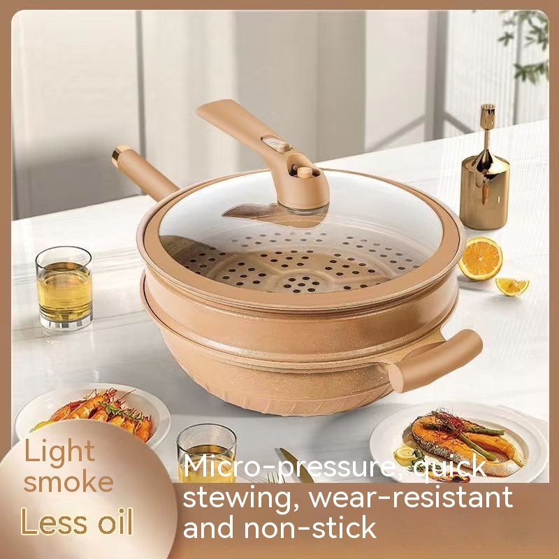 Argile de poterie Micro pression Titanium Wok Friing Non-stick Pan Revêtement ménager