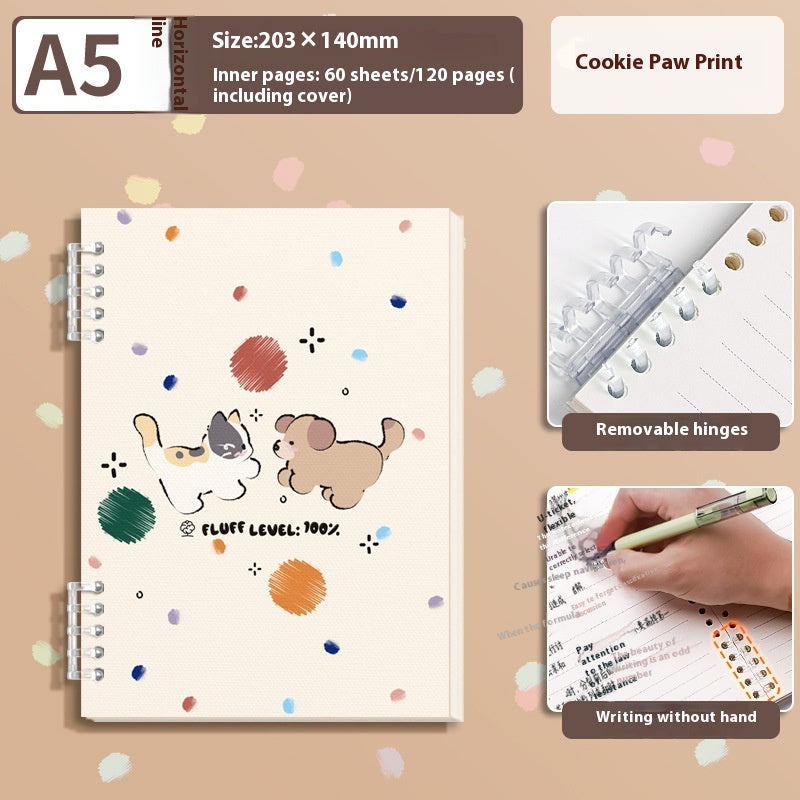 A5 Échelle de carnet de notes à feuilles longues épaissies Étudiante en livre mignon amovible