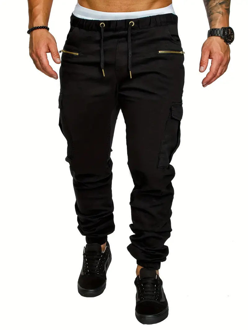 Pantalons de fret occasionnels multi-poches pour hommes avec des menottes