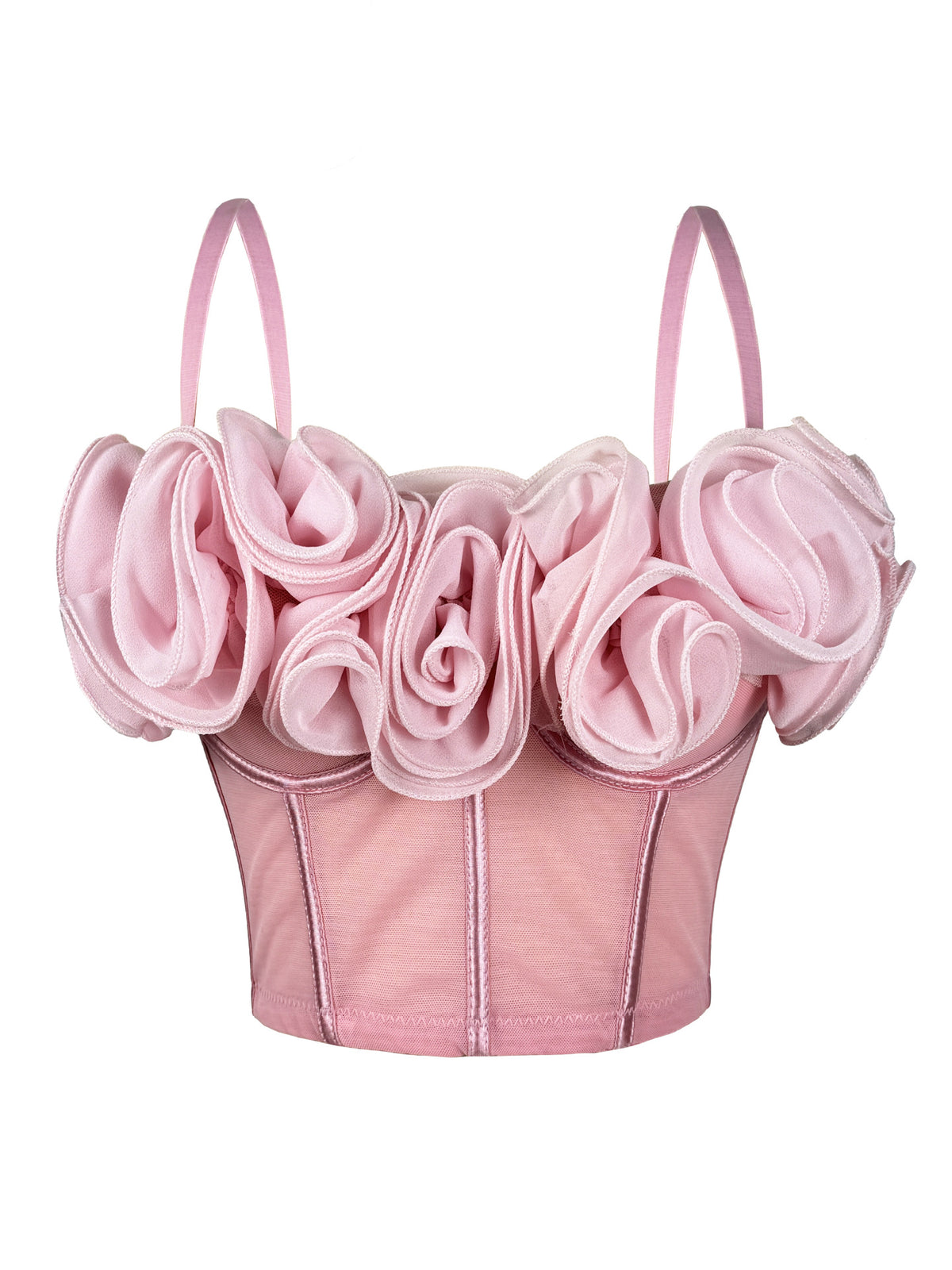 Trois-Dimensionnelle Flower Fishbone Bra Pure Desire Tube Top Mesh Breathable Inner Fishbone